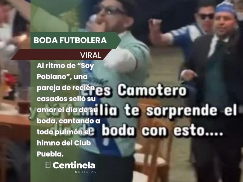 Boda futbolera: pareja se casa al ritmo del himno del Club Puebla