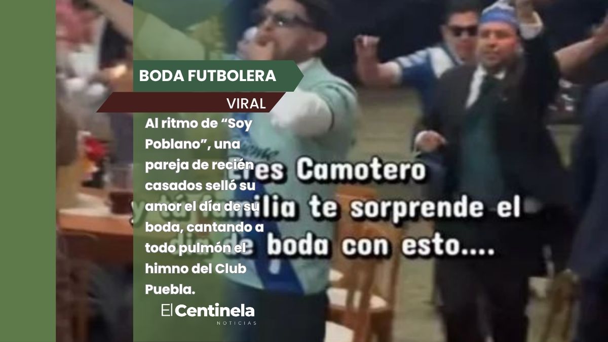 Boda futbolera: pareja se casa al ritmo del himno del Club Puebla