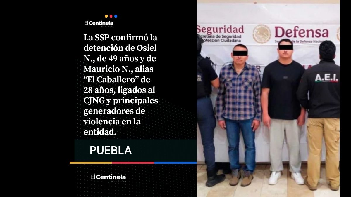 Cae “El Caballero” y su cómplice, sicarios del Cártel de las Cuatro Letras que aterrorizaban Puebla