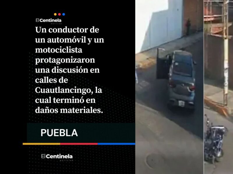 Hasta con gas lacrimógeno: Conductor y motociclista se pelean en Cuautlancingo