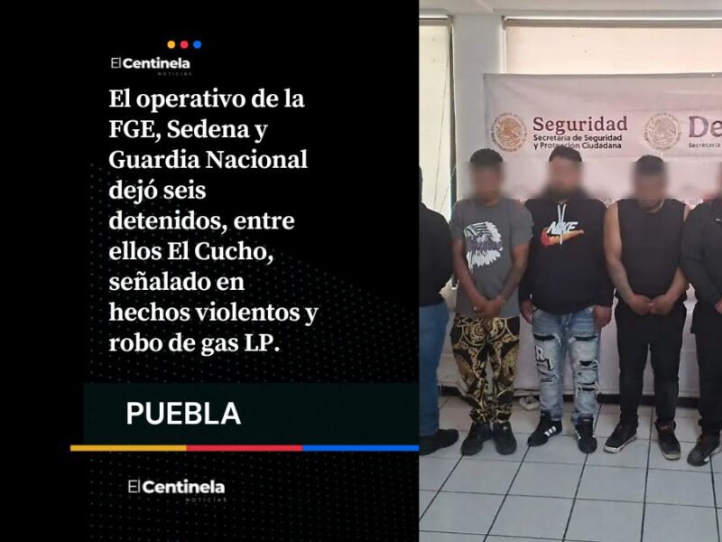 Detienen a El Costeño, El Brayan, El Cucho y tres más tras cateo y enfrentamiento en Texmelucan