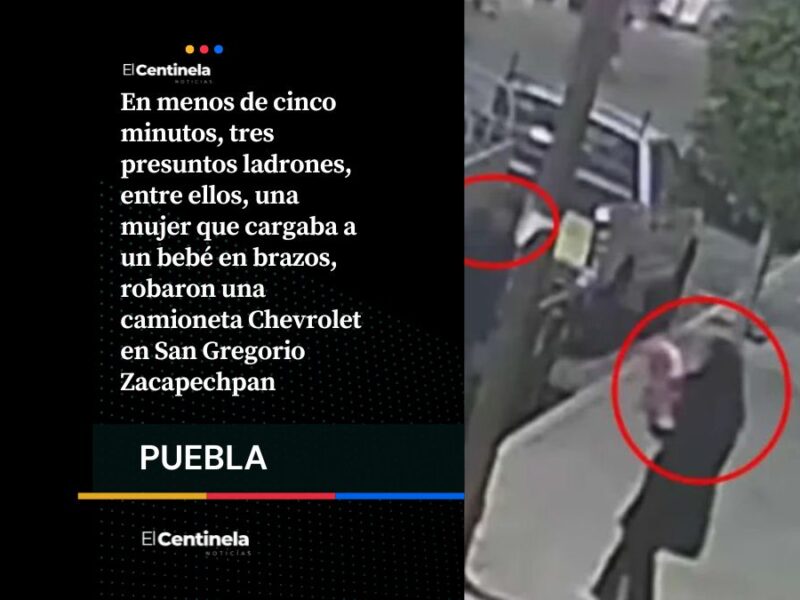 Con bebé en brazos, tres ladrones roban camioneta en San Pedro Cholula