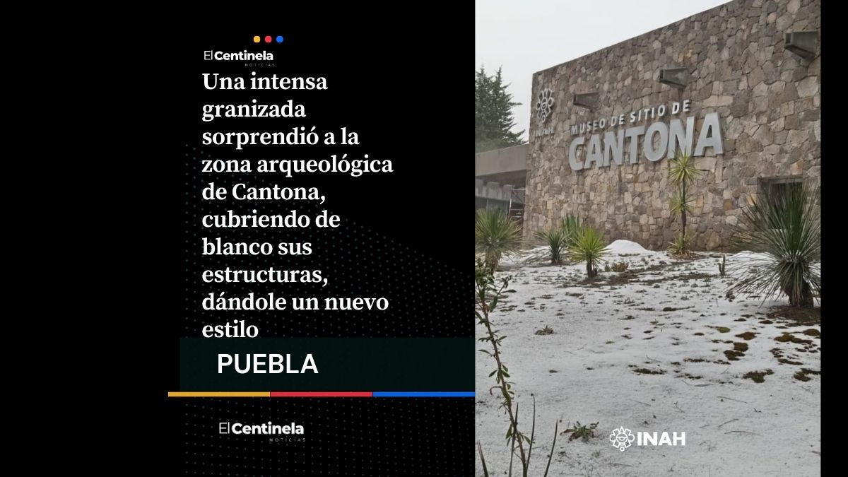 Mágica Cantona: granizada cubre de blanco la zona arqueológica y crea paisaje único