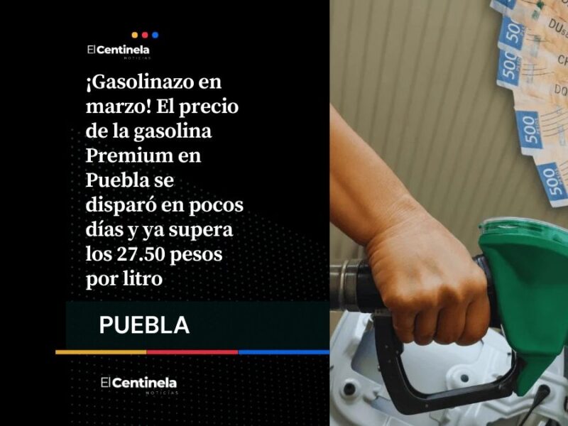 A la alta: gasolina Premium supera los $27.50 por litro en menos de una semana en Puebla