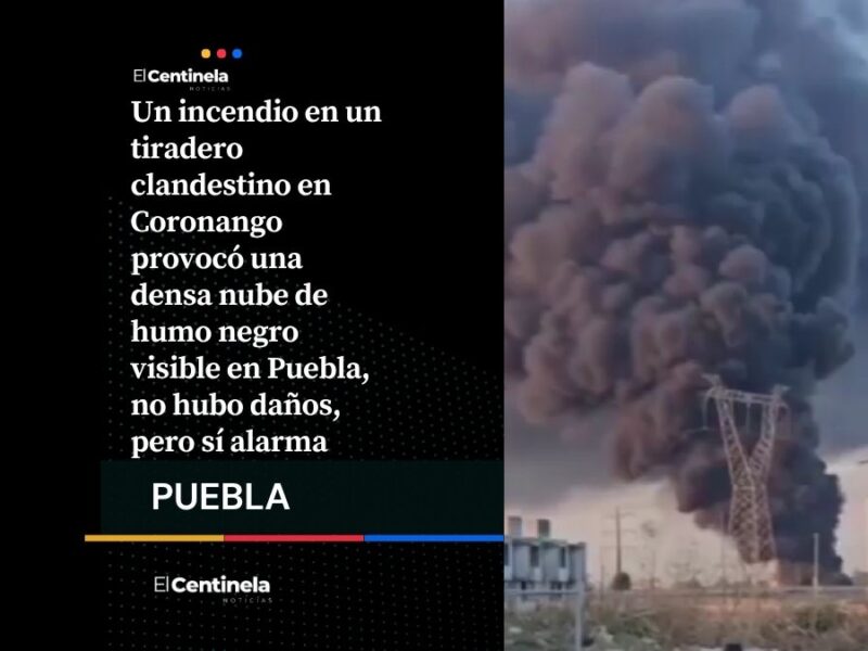 Incendio en tiradero clandestino de Coronango genera nube de humo visible en toda Puebla