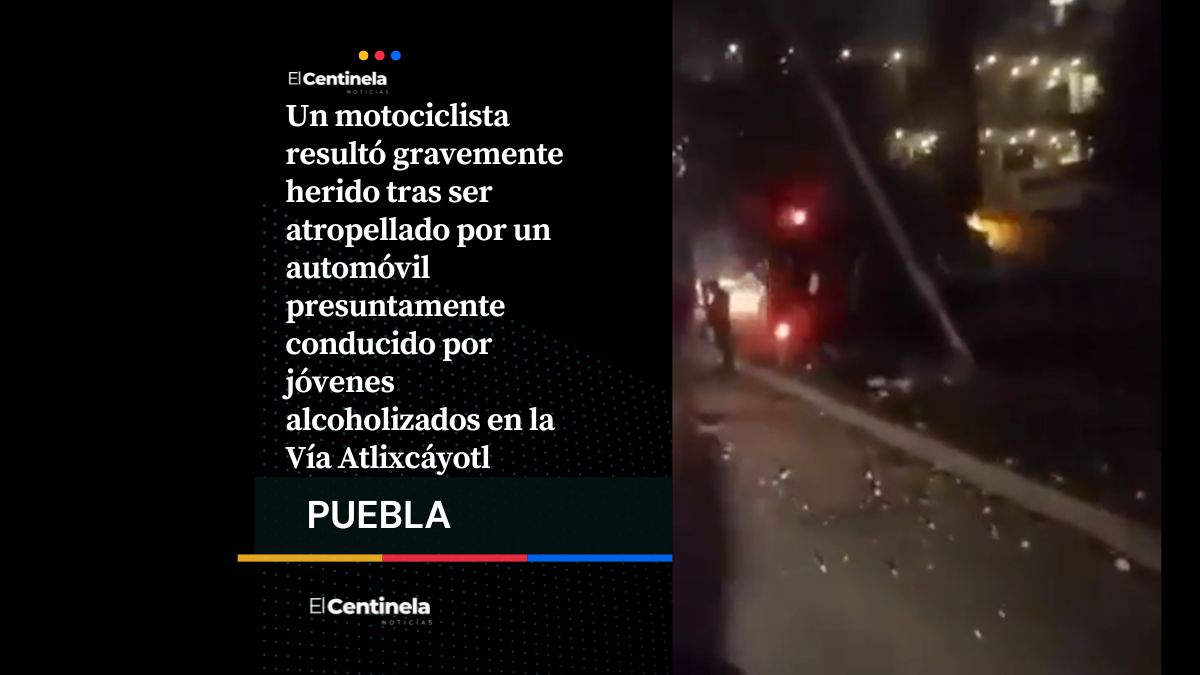 Jóvenes ebrios atropellan a motociclista en la Vía Atlixcáyotl y terminan estrellados contra un árbol