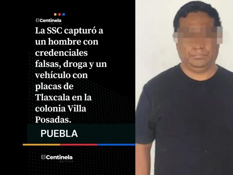 Detienen a falso policía con droga en calles de Puebla