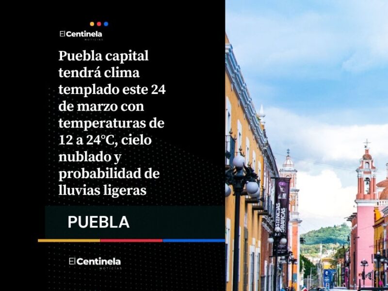 Puebla hoy 24 de marzo: clima templado con lluvias ligeras y frente frío