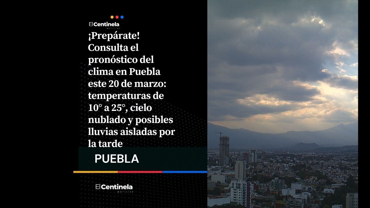 Clima en Puebla hoy 20 de marzo: tarde nubosa y probabilidad de lluvias