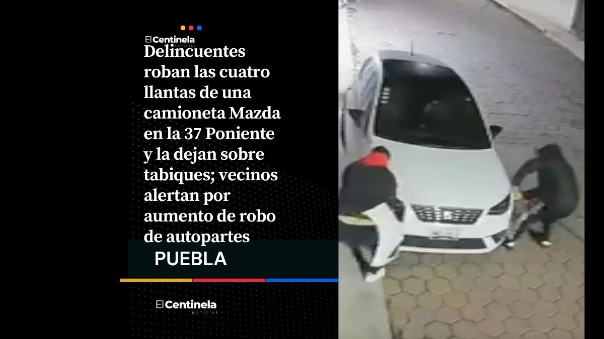 Otro robo de autopartes: desvalijan camioneta Mazda en la 37 Poniente y la dejan sobre tabiques
