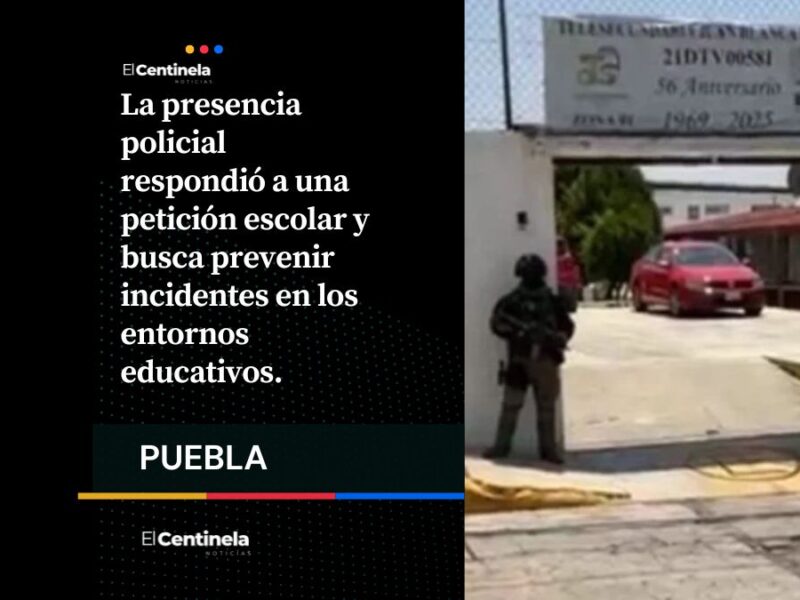 Operativo de SSC sorprende en telesecundaria de Cholula tras amenazas de tiroteo en escuelas