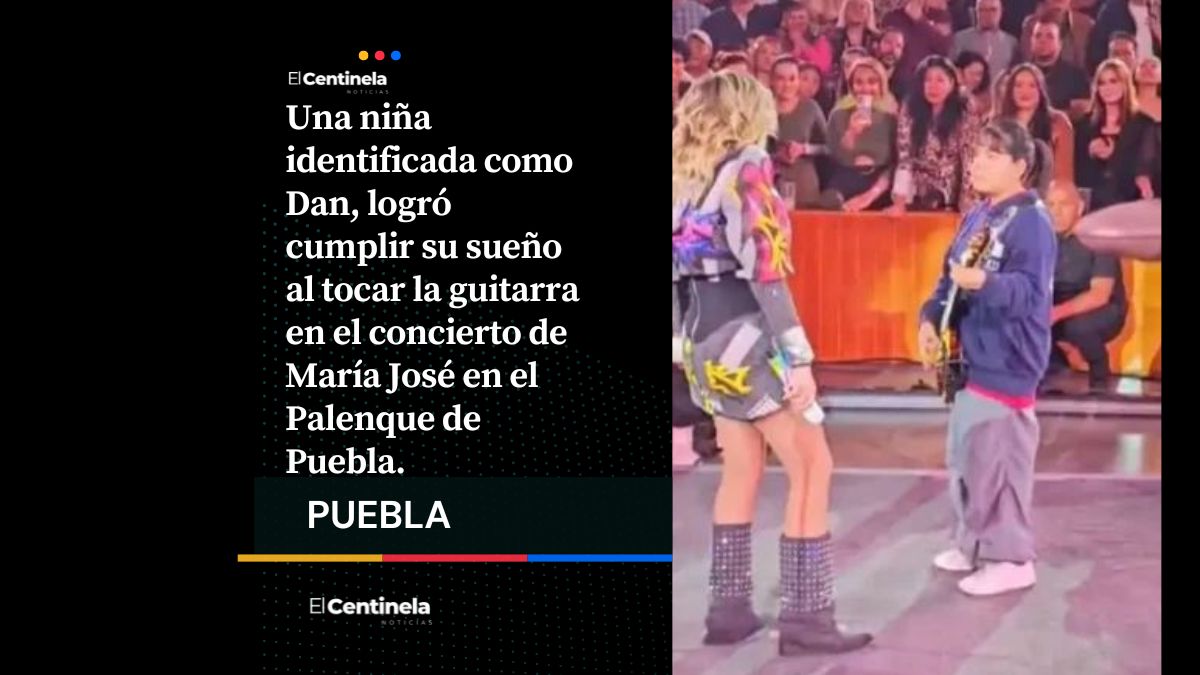 María José cumple sueño a niñita poblana de tocar la guitarra en su concierto en el Palenque de Puebla