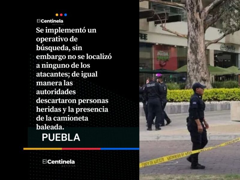 Balean camioneta frente a Plaza Adagio, en San Andrés Cholula