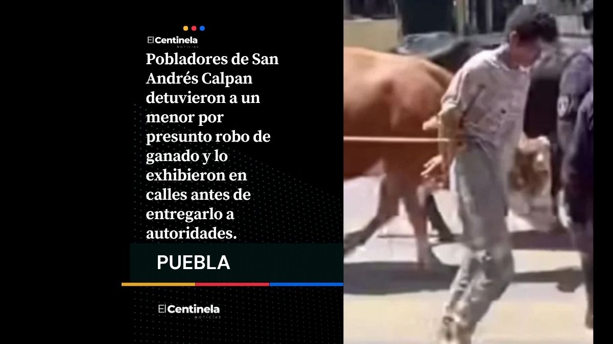 Retienen y pasean atado de manos a menor por robo de ganado en San Andrés Calpan