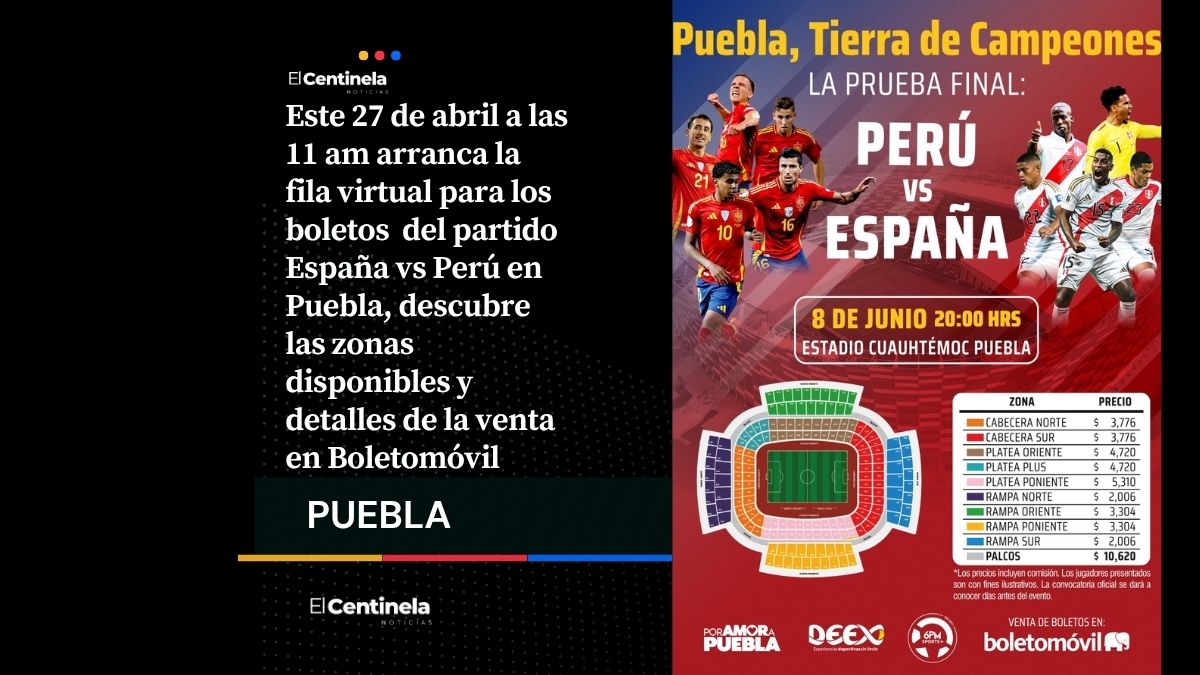 A esta hora inicia la fila virtual de boletos España vs Perú en Puebla, ¡que no se te pase!