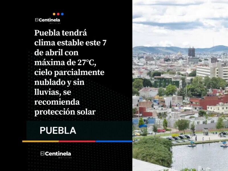 Clima en Puebla hoy 7 de abril: amanecer fresco, tarde cálida y alta radiación solar