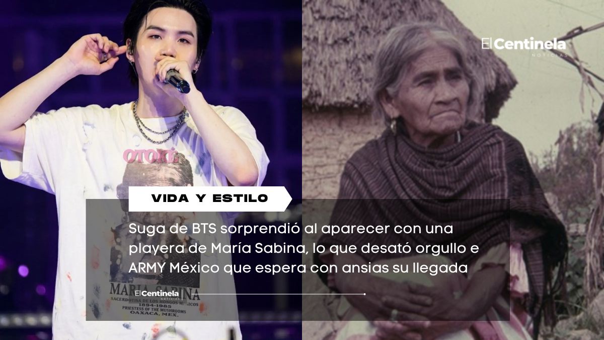 Suga de BTS luce playera de María Sabina y emociona a México rumbo al regreso del grupo