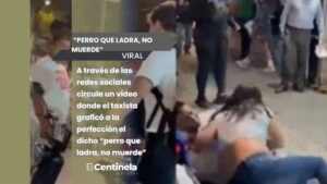 Taxista agresivo termina noqueado y humillado tras conflicto vial; desatan burlas él y su novia