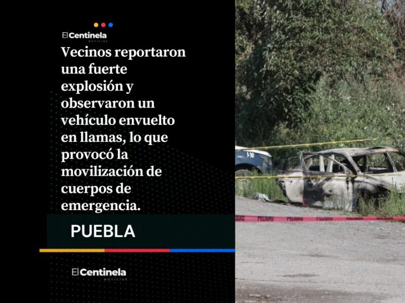 Encuentran cadáver calcinado junto a auto consumido por el fuego en Amozoc