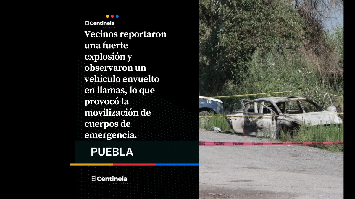 Encuentran cadáver calcinado junto a auto consumido por el fuego en Amozoc