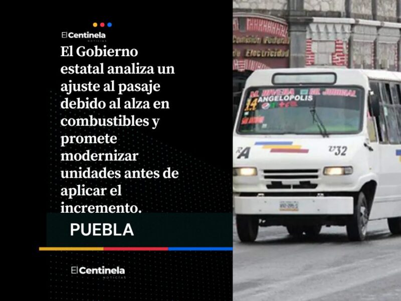 Aumentará la tarifa del transporte público en Puebla