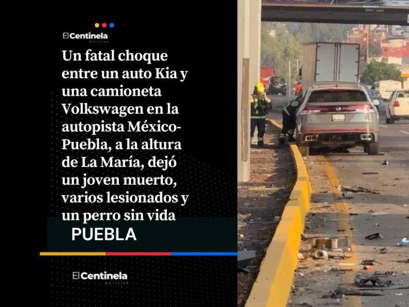Fuerte accidente en la México-Puebla acaba con un joven y un perro muertos, hay varios lesionados