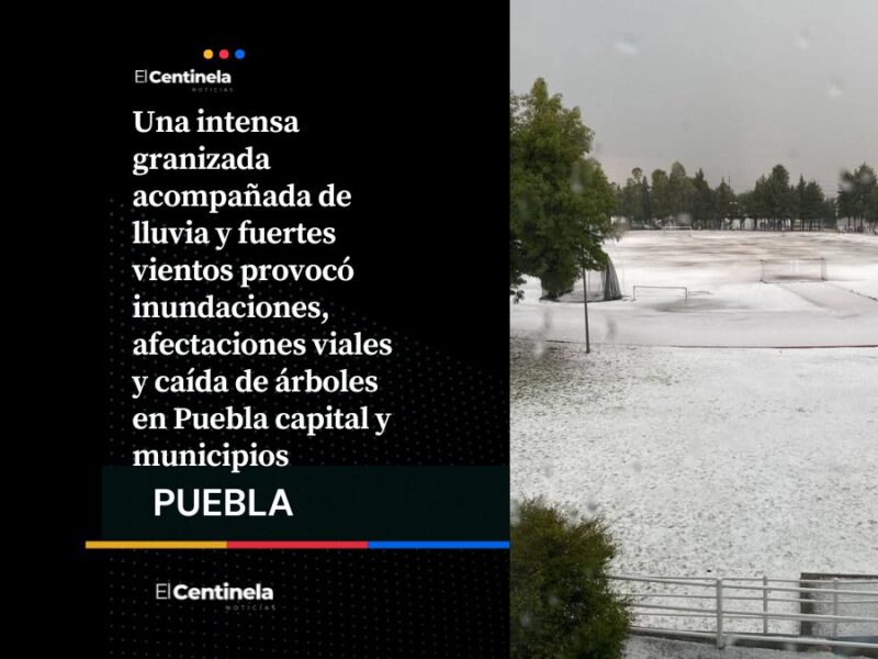 Granizada arrasa en Puebla: inundaciones, caída de árboles y acumulación de hielo en varias zonas