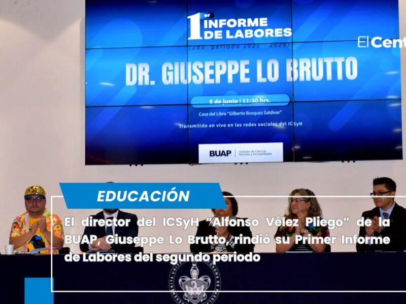 Giuseppe Lo Brutto rinde Primer Informe de Labores en el ICSyH "Alfonso Vélez Pliego"