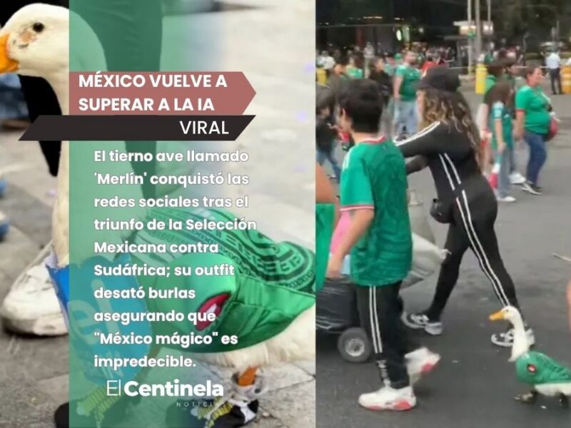 ¡México vuelve a superar a la IA! El pato 'Merlín' se vuelve viral al usar tenis y playera de la Selección Mexicana en los festejos del Mundial