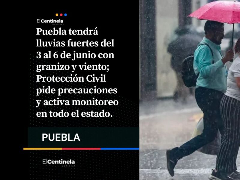 ¡No guardes el paraguas! Alerta en Puebla por tormentas, viento y granizo esta semana