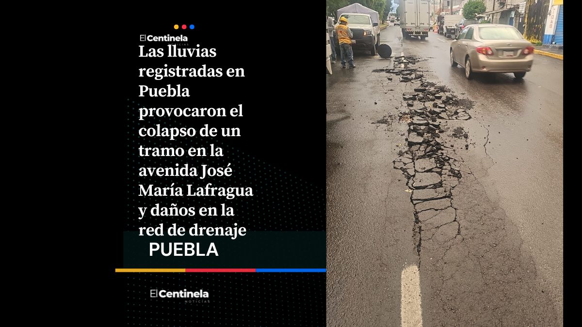 Colapsa pavimento en avenida Lafragua tras lluvias, señalan afectaciones a cargo de Agua de Puebla