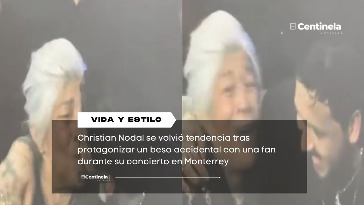 Christian Nodal protagoniza beso accidental con una fan en Monterrey y el video se vuelve viral