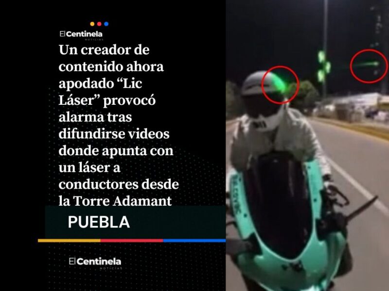 ¿Una broma? “Lic Láser” apuntaba a motociclista con láser en la Atlixcáyotl desde la Torre Adamant