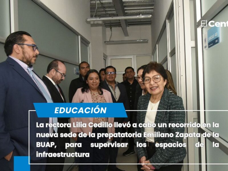 La rectora Lilia Cedillo da un recorrido por la nueva sede de la preparatoria Emiliano Zapata