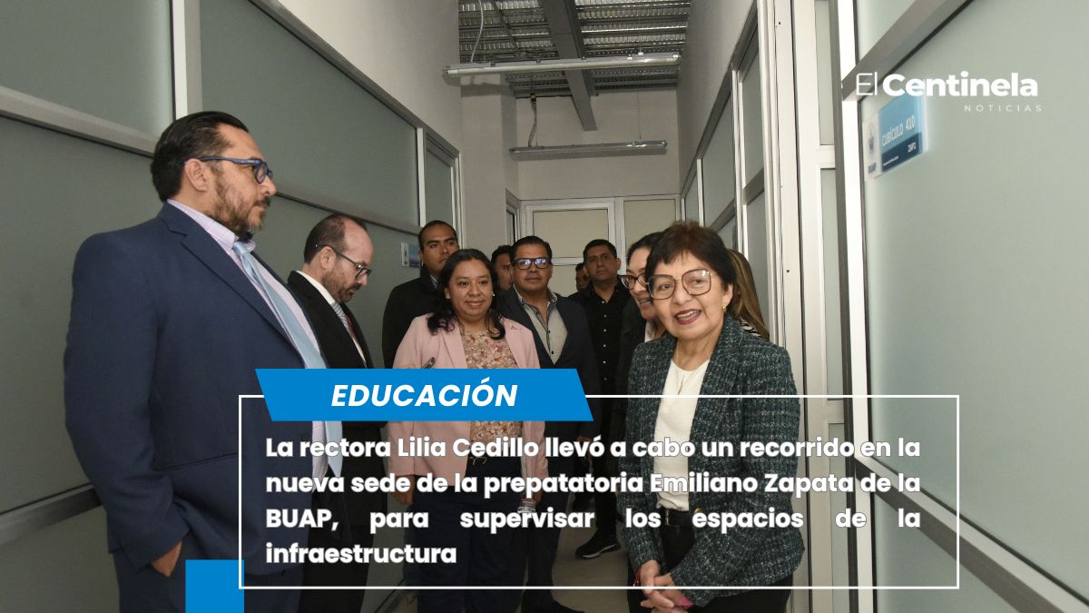 La rectora Lilia Cedillo da un recorrido por la nueva sede de la preparatoria Emiliano Zapata