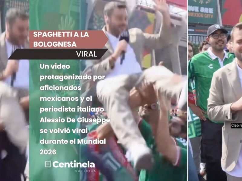 Aficionados mexicanos levantan por los aires a reportero italiano durante transmisión en vivo del Mundial