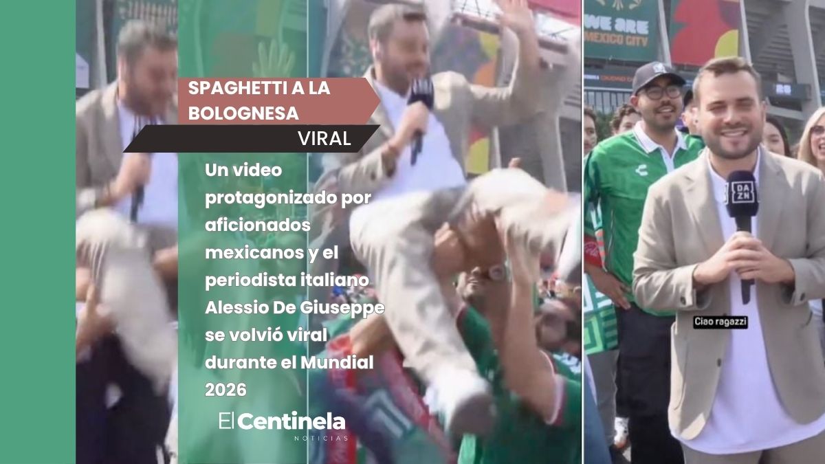 Aficionados mexicanos levantan por los aires a reportero italiano durante transmisión en vivo del Mundial