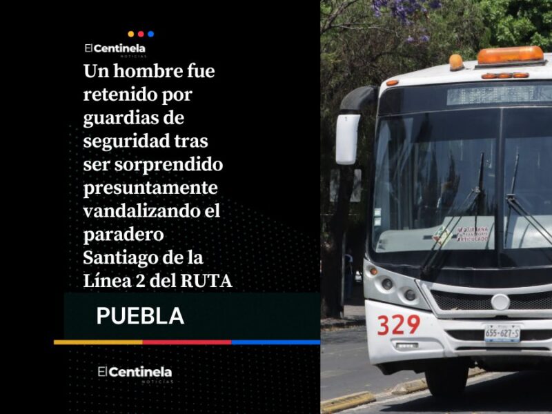 Guardias y poblanos someten a vándalo en estación Santiago de la Línea 2 del RUTA
