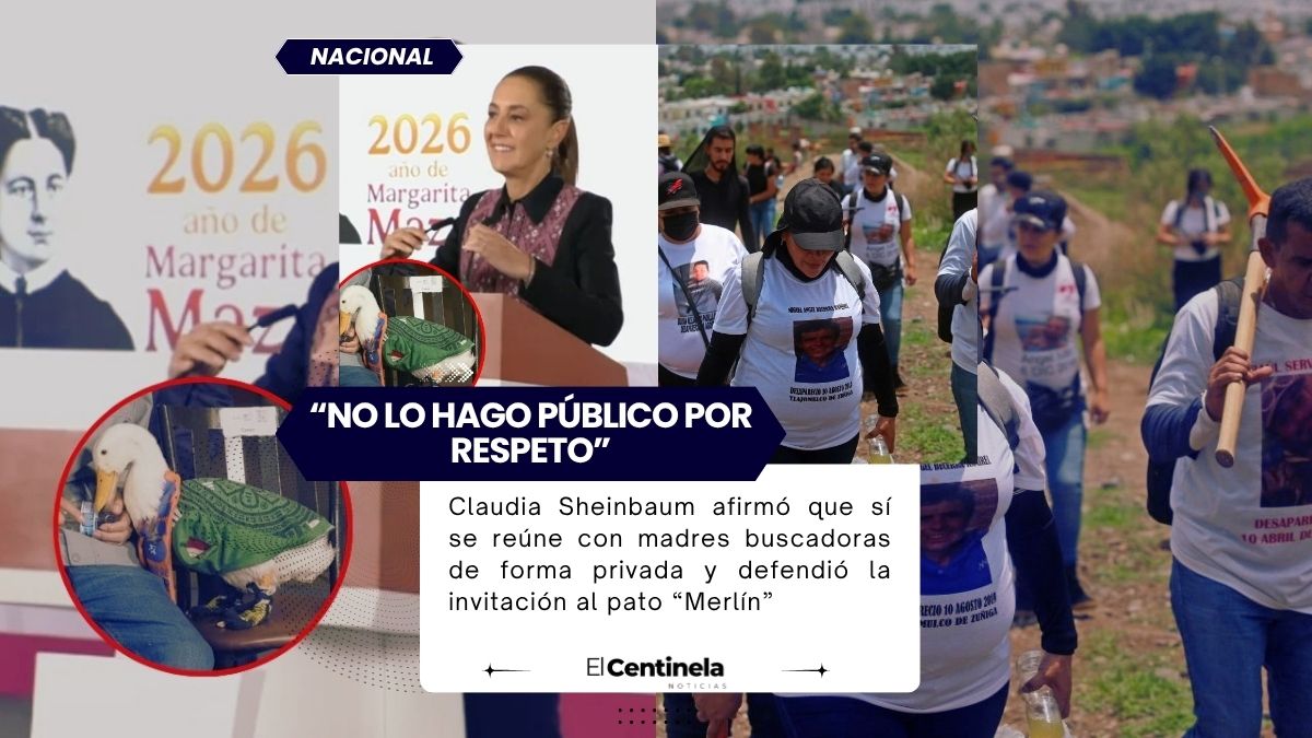 Sheinbaum asegura atención a madres buscadoras y defiende encuentro con pato “Merlín”