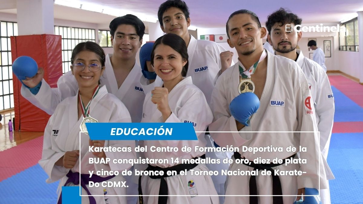 Karatecas del Centro de Formación Deportiva de la BUAP conquistaron 14 medallas de oro, diez de plata y cinco de bronce en el Torneo Nacional de Karate-Do CDMX.