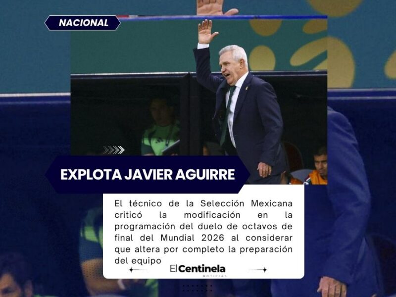 "Estoy bastante encabr****": Javier Aguirre explota por cambio de horario en México Vs Inglaterra © 2025 Imagen - Excélsior. Todos los derechos reservados. El contenido de este sitio y de la edición impresa está protegido por la Ley Federal del Derecho de Autor. Prohibida la reproducción total o parcial sin autorización previa y por escrito. El material de terceros conserva sus propios derechos.