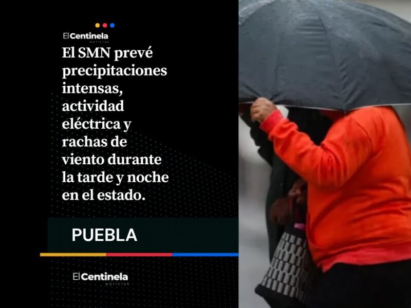 Tormentas, granizo y fuertes lluvias azotarán Puebla la tarde de este miércoles