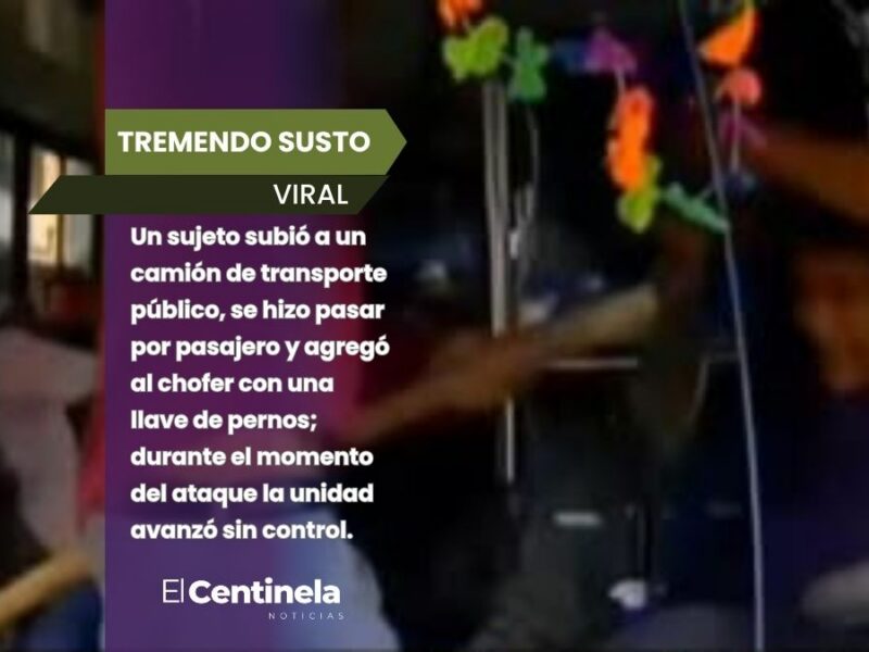 Sujeto agrede brutalmente a chofer de camión; lo ataca con herramienta de metal