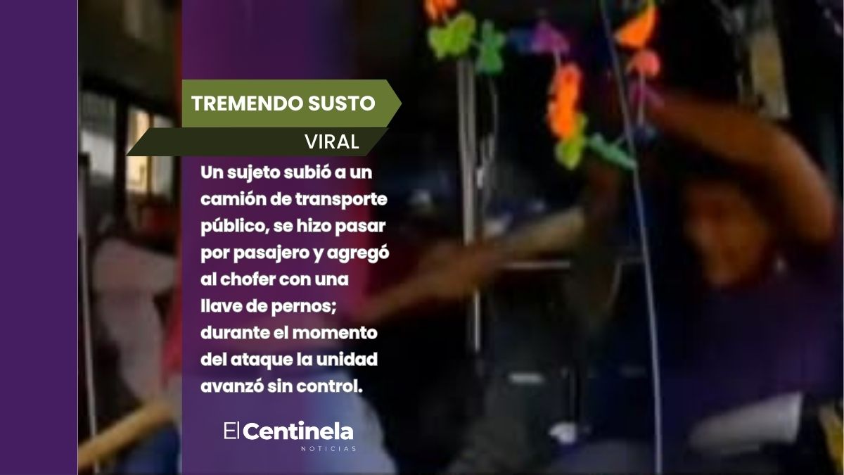 Sujeto agrede brutalmente a chofer de camión; lo ataca con herramienta de metal