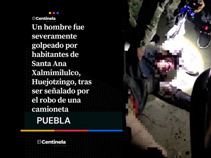 Casi linchan a hombre en Santa Ana Xalmimilulco, Huejotzingo, la Marina lo rescata tras robo de una camioneta
