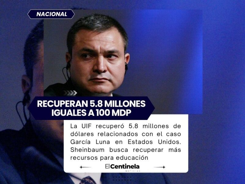 UIF recobra 5.8 millones de dólares del caso García Luna, Sheinbaum anuncia que va por más recursos