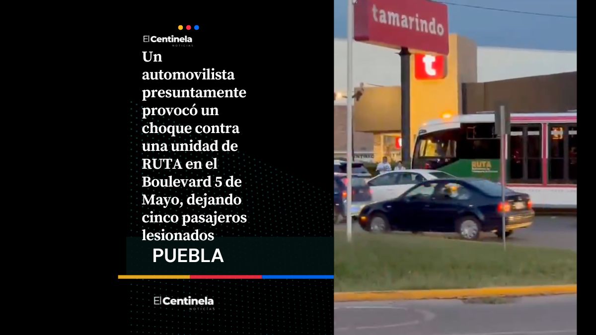 Imprudente provoca choque contra RUTA en el Boulevard 5 de Mayo y deja cinco heridos
