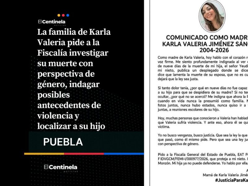 Caso Karla Valeria: familia solicita investigación de su muerte con perspectiva de género y aplicar la Ley Monzón
