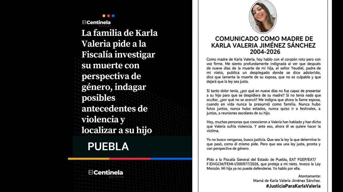 Caso Karla Valeria: familia solicita investigación de su muerte con perspectiva de género y aplicar la Ley Monzón