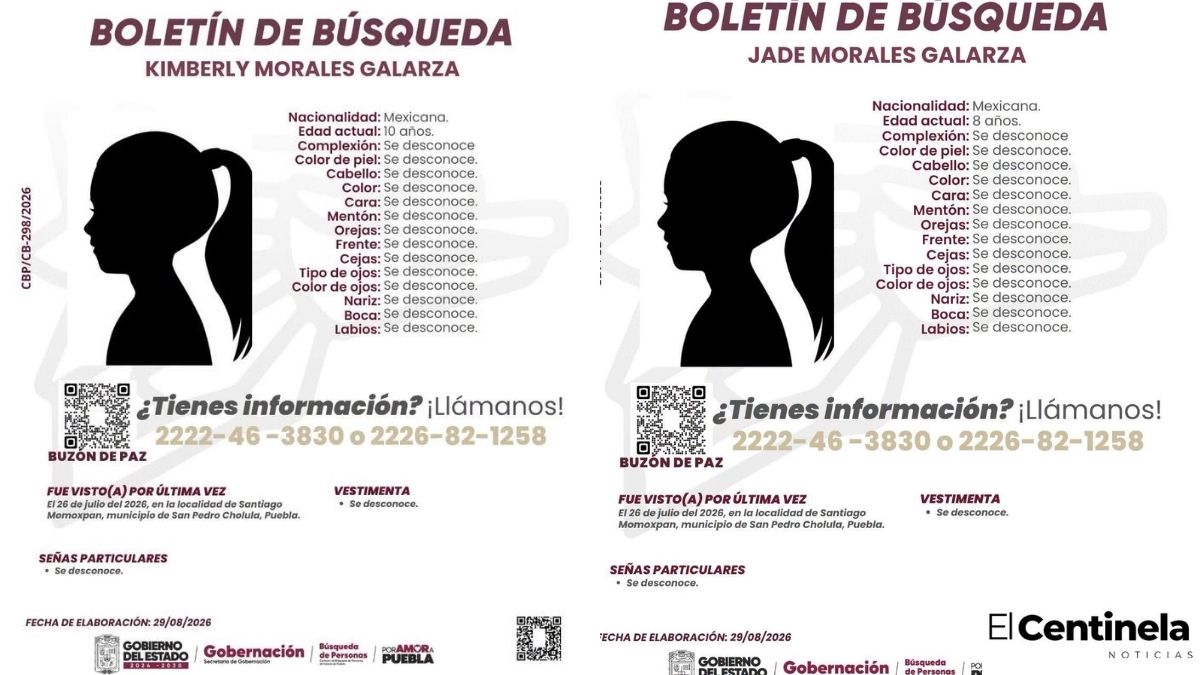 Buscan a Kimberly y Jade, niñas desaparecidas tras homicidio de familiares en Cholula a manos de "El Mamey"